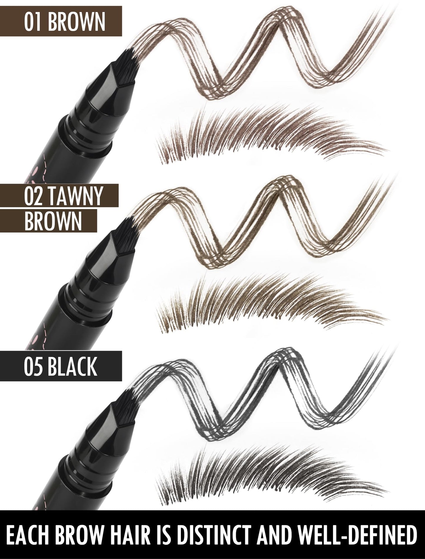 Anglicolor Eyebrow Pen, Angled Brow Brush, Microblading Eyebrow Pencils for Women, Natural Brow Pen, Eyebrow Brush To Hair-Like Strokes Long-Lasting, Waterproof, Smudge-Proof (02 Tawny Brown)