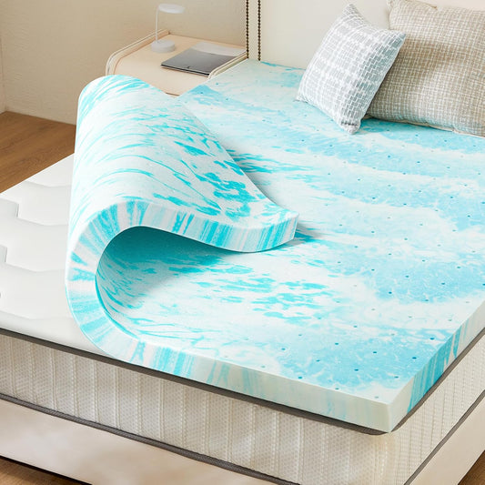 Sweetcrispy Mattress Topper - Twin XL 4-Inch Thick Memory Foam Gel Infused Cooling Pad | CertiPUR US Certified, Breathable Design