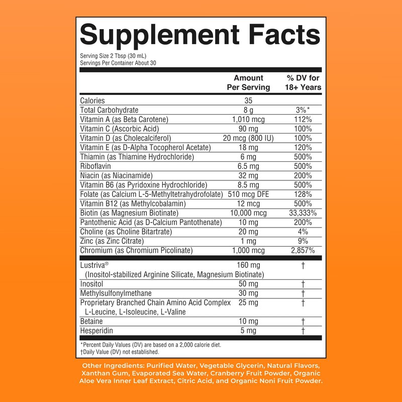 MARYRUTH'S Liquid Multivitamin + Hair Growth | Clinically Tested in Women for Thicker Hair & Facial Wrinkles | Biotin 10000mcg | Lustriva Hair Growth Supplements | Skin Care | Ages 18+ | 30 Fl Oz