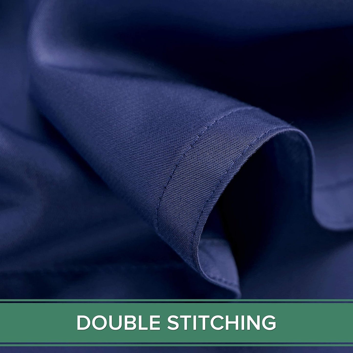 Pure Bamboo Full Bed Sheet Set - 100% Organic Viscose, Luxuriously Soft & Cooling | Cobalt Blue, Double Stitching