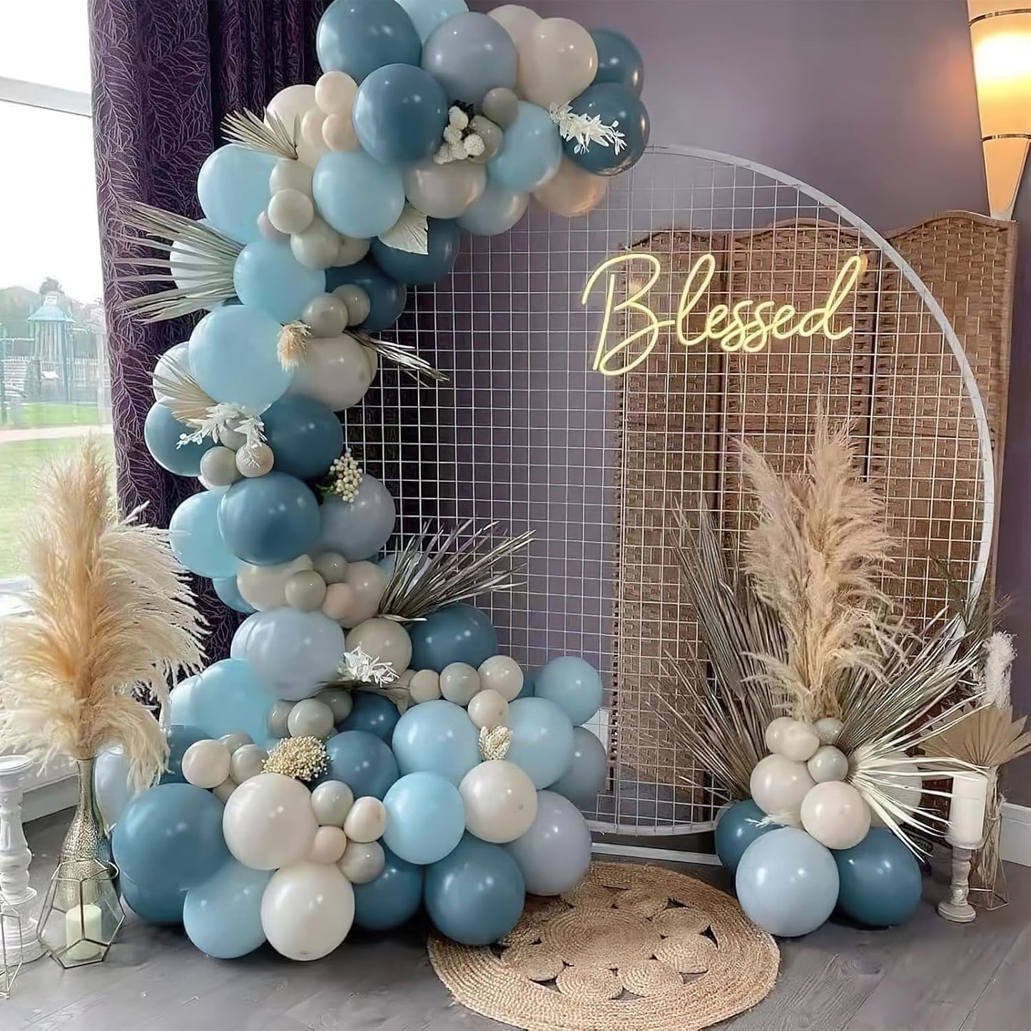 PartyWoo Dusty Blue Balloons - 120-Piece Pack with 18, 12, 10, 5 Inch Sizes | Boho Neutral Decor for Baby Showers & Graduations