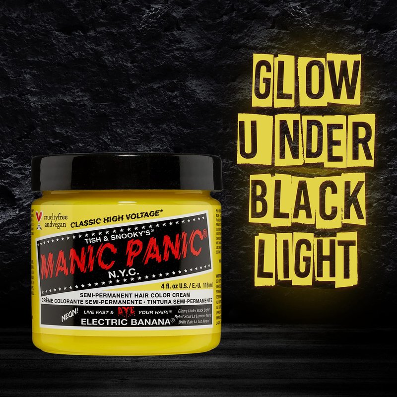 MANIC PANIC Classic Electric Banana Semi Permanent Hair Color - Bright Neon Yellow Hair Dye for Women & Men That Lasts 4-6 Weeks - Vegan, Ammonia & Cruelty-Free - Create & Mix Custom Shades (4oz/2pk)