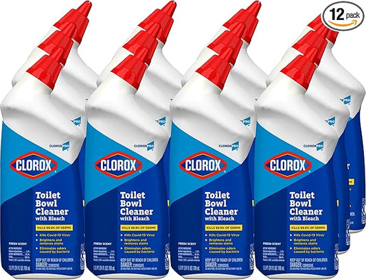 CloroxPro Commercial Solutions, Clorox Manual Toilet Bowl Cleaner with Bleach, Automatic Toilet Cleaner, Fresh Scent, 24 Ounces (Pack of 12) - 00031