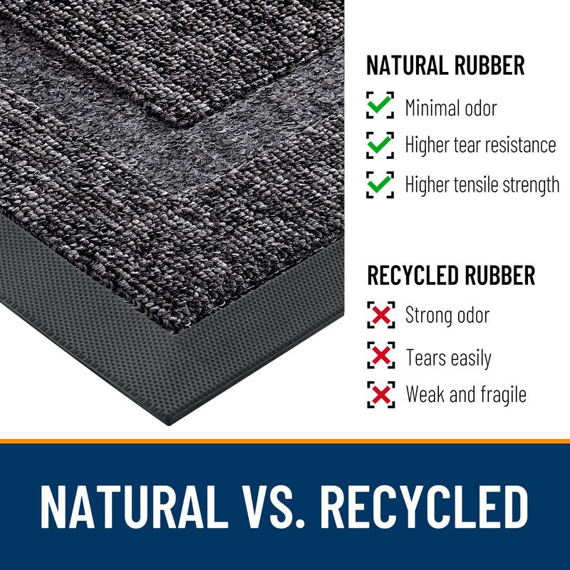 OLANLY Front Door Mat Indoor Outdoor Entrance, Waterproof All-Season, All-Weather Doormat, Sturdy Natural Rubber, Low Profile, Easy Clean Patio Porch Entryway Mat, 59x20, Black and White