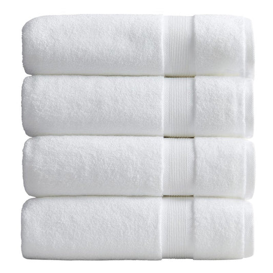 Springtree Home Luxury Bamboo Rayon Bath Towel Set of 4 | 35% Bamboo Rayon - 65% Zero Twist Cotton | Absorbent Quick-Dry Towels for Bathroom | Oeko-TEX Standard 100 Cotton | White - 4 Pack