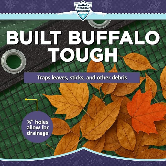 Buffalo Blizzard 28 ft Round Pool Leaf Net | Mesh Pool Net Cover | Leaf Net for Above Ground Pool | Easily Remove Leaves and Debris from Your Winter Cover | 3 Ft of Overlap | Winch & Cable Included