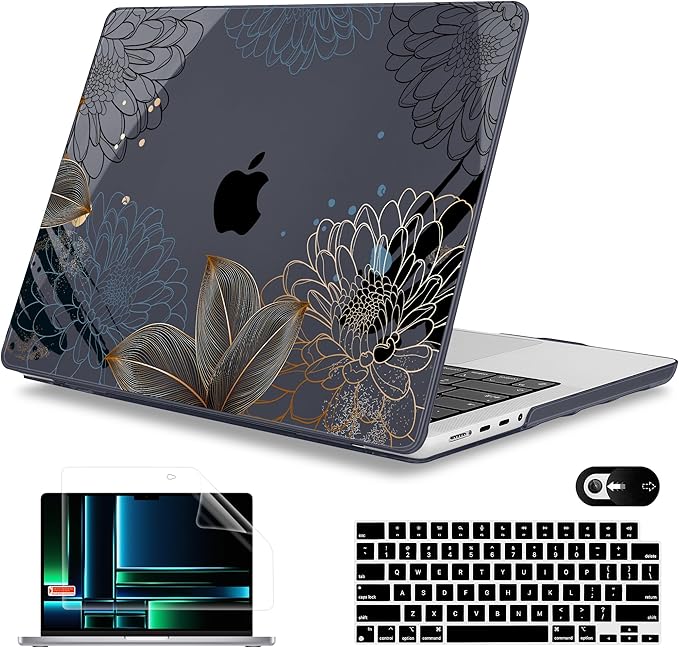 Mektron Case for 2026 M5 MacBook Pro 16 inch A3429 A3428 M4 A3403 A3186 M3 A2991 M2 A2780 M1 A2485 (2021-2025) Pro/Max with Liquid Retina XDR, Hard Shell Plastic Laptop Cover, Line Chrysanthemums