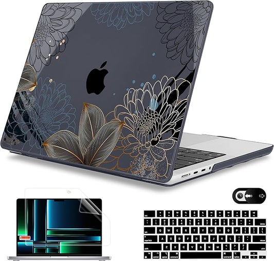 Mektron Case for 2026 M5 MacBook Pro 16 inch A3429 A3428 M4 A3403 A3186 M3 A2991 M2 A2780 M1 A2485 (2021-2025) Pro/Max with Liquid Retina XDR, Hard Shell Plastic Laptop Cover, Line Chrysanthemums