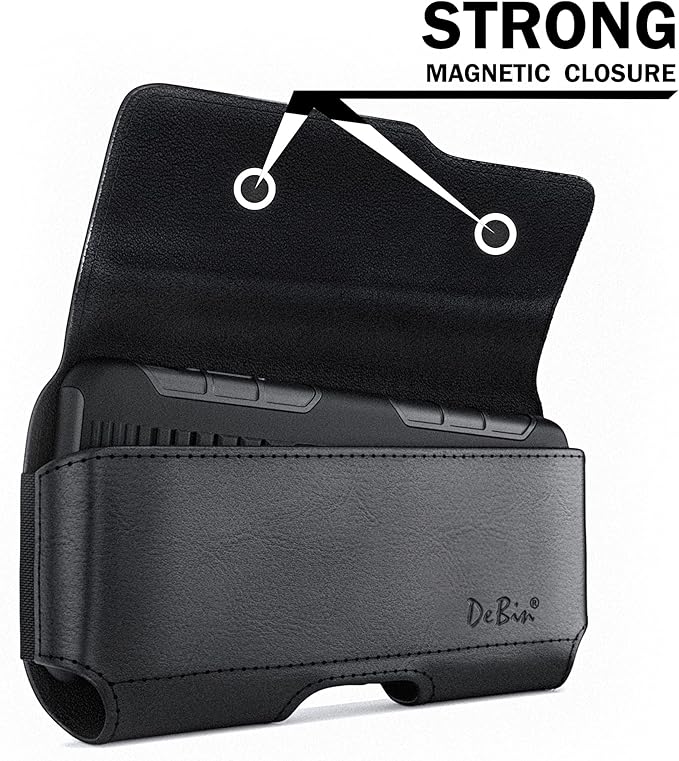 DeBin Cell Phone Belt Holder Case with Clip for Men Women, Holster for Samsung Galaxy Ultra Models S26 S25 S24 S23 S22 S21, Note 20, A13 A32 A02s A03s A12 A11 A71, Fits Phone with Case On, Black