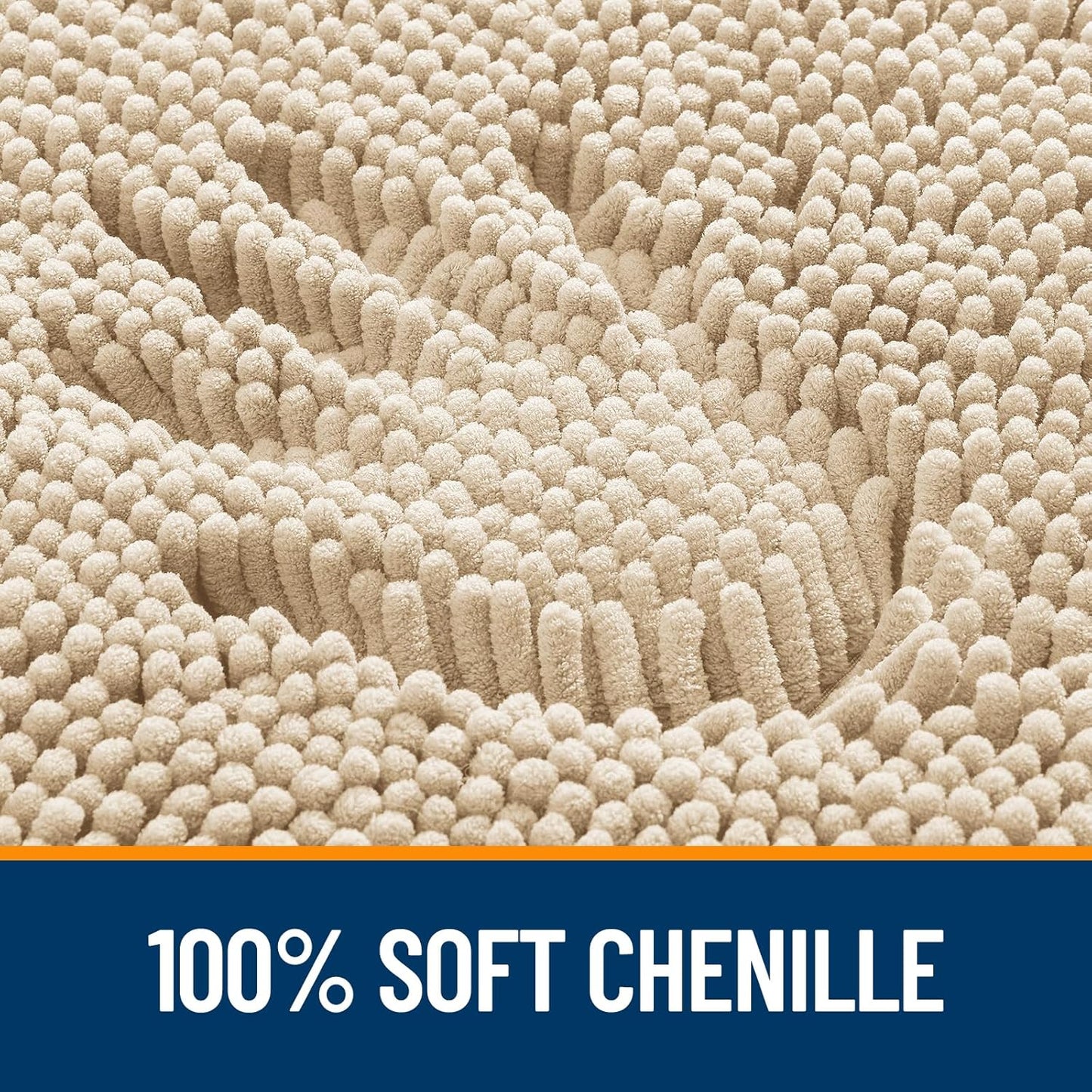 OLANLY Large Bathroom Rugs - Extra Soft Chenille Bath Mats | Quick Dry, Machine Washable, 59x35, Beige