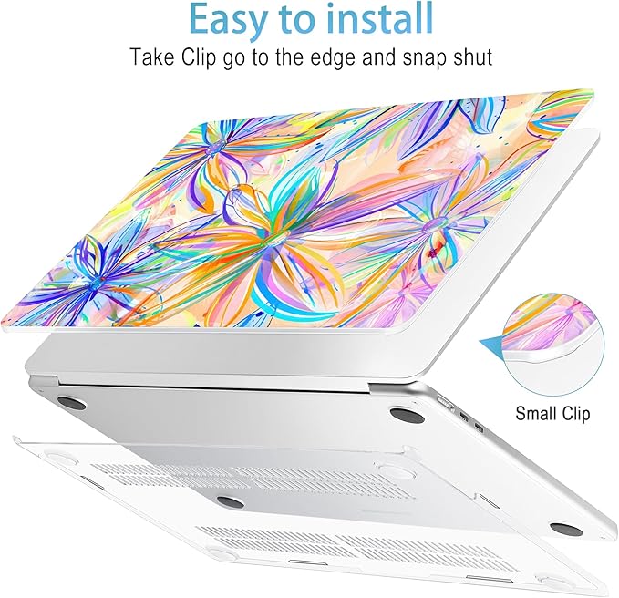 Mektron for 2026 MacBook Air 13-inch M5 Laptop Case A3449 with 13.6-inch Liquid Retina Display Fits 2025 A3240 M4 2024 A3113 M3 2023 A2681 M2 Printed Shell for MacBook Air 13.6", Watercolor FlowerC328