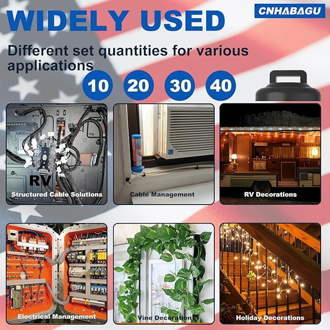 CNHABAGU Magnet Zip Tie Mount Magnetic Zip Ties Mount Base Holder Multipurpose Wire Cable Holder Mount Wire Clips Management for Home Office Marine Electrical Wiring(D19 20 Pcs)