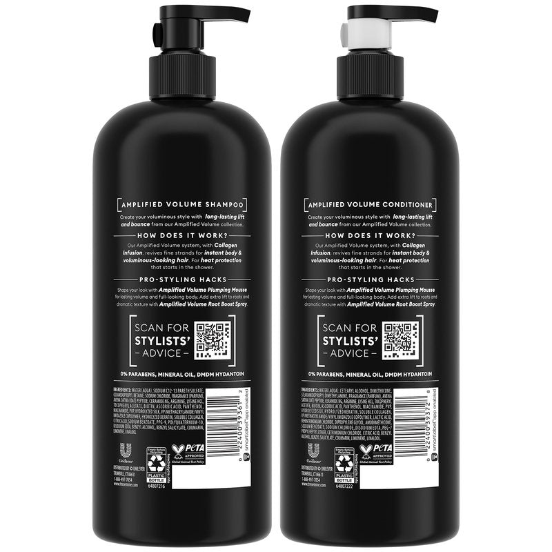 TRESemmé Shampoo and Conditioner Set, Amplified Volume + Collagen Infusion, 24H Full Body & Lift with Heat Protection + Keratin Repair Mask (3 Piece Set)