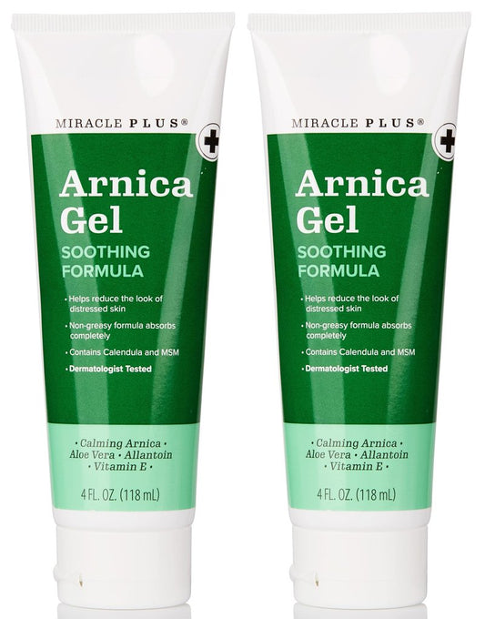 Miracle Plus Natural Arnica Bruise Gel For Body | Skin Care Arnica Montana Lotion Topical Gel | Extra Strength Vitamin K Cream Ointment, 4 Fl Oz, 2-Pack