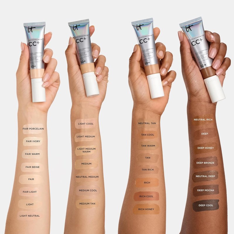IT Cosmetics CC+ Cream - Natural Full Coverage Foundation with SPF 50+ | Anti-Aging Hydrating Serum, Lightweight, 24H Wear