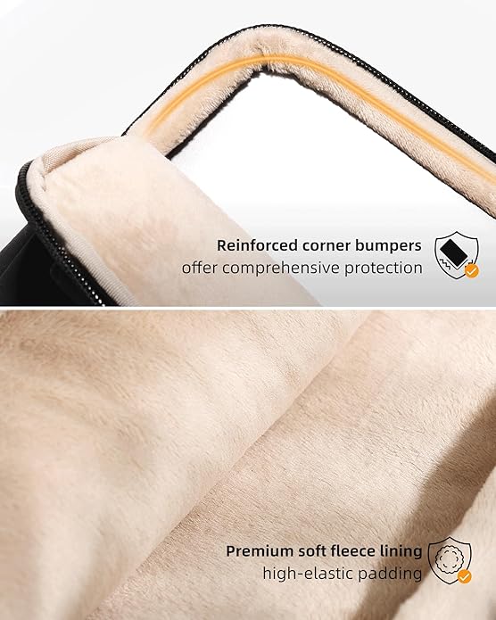 Black Puffy Laptop Sleeve 16-Inch Fluffy Protective Sleeve for MacBook Pro 16/Air 15, Dell XPS 15, HP, for Travel & College