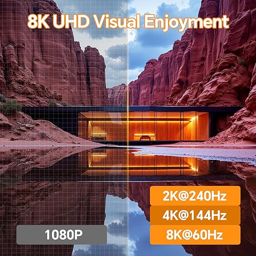 KCEVE USB 3.0 KVM Switch 3 Monitors 3 Computers Displayport HDMI, Triple Monitor KVM Switch 8K@60Hz 4K@144Hz for 3 Computers Share Mouse Keyboard, Wired Remote and Power Adapter
