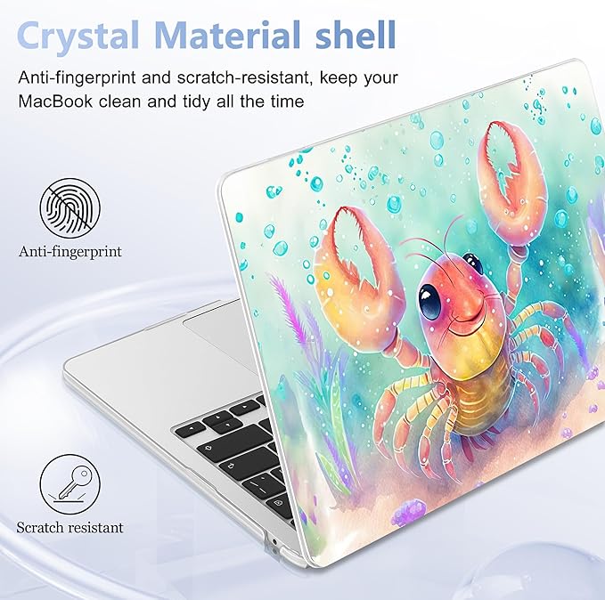 Lepeoac Case for 2026/2025/2024/2023 MacBook Air 15-inch Laptop Release M5 A3448 /M4 A3241 /M3 A3114 /M2 A2941, Stylish Protective Hard Shell Cover for MacBook Air 15.3 inch, Shrimp