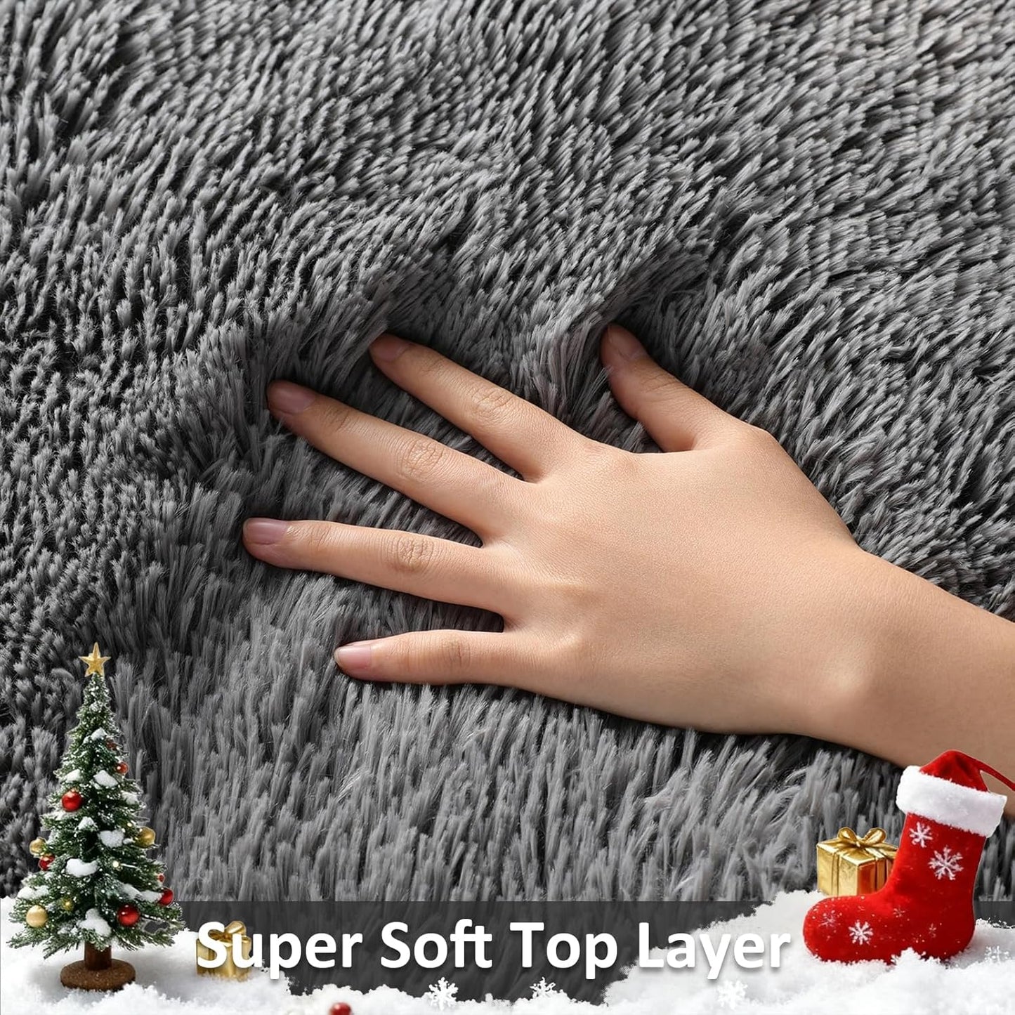 Ophanie 8x10 Area Rug - Soft Non-Slip Shag Carpet for Living Room & Bedroom | Grey Indoor Decor