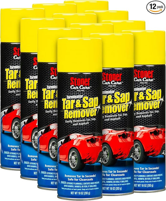Stoner Car Care 91154-12PK Tarminator Tar, Sap, and Asphalt Remover â Fast Acting Tar and Sap Remover for Cars â Clear Coat Safe Auto Cleaner for Paint, Chrome and Wheels â 10 oz (Pack of 12)