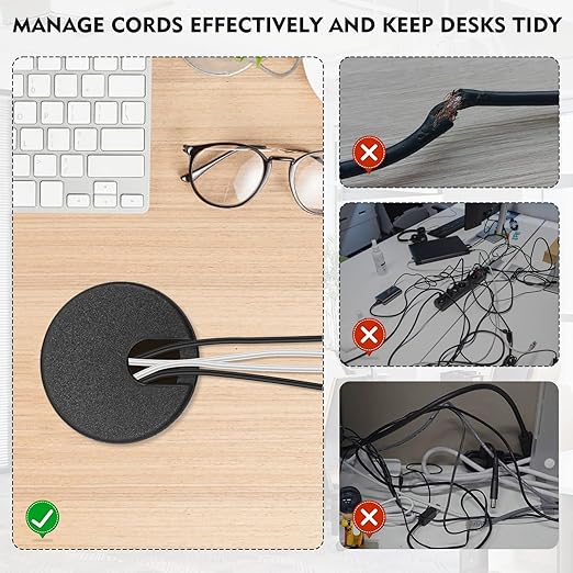 Femeng 2 Pcs Desk Grommet 1.5Inch, ABS Plastic Desk Hole Cover, U-Shaped Desk Wire Hole Insert for Office Home School Computer Desk Equipment Cable Cord Organizer
