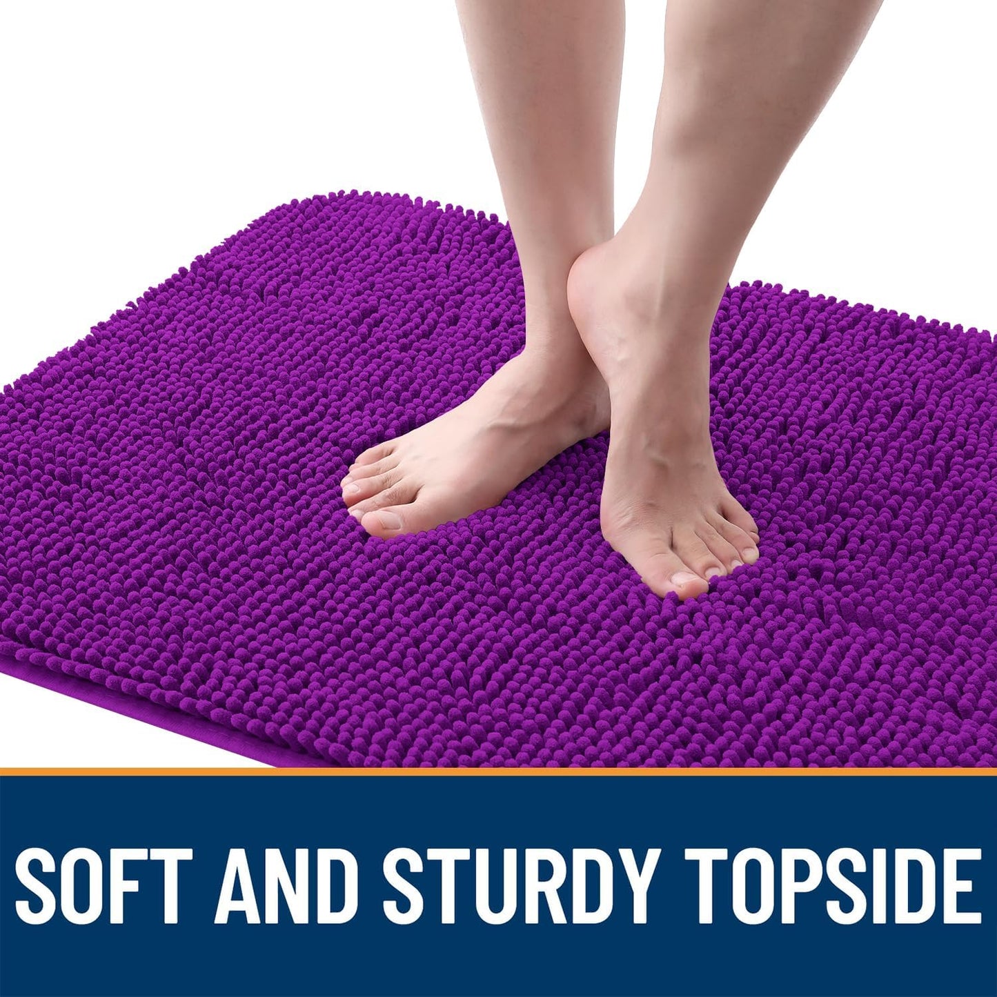 OLANLY Dog Door Mat - Absorbent Non-Slip Washable Chenille Mat for Muddy Paws | 59x24 Inches, Purple