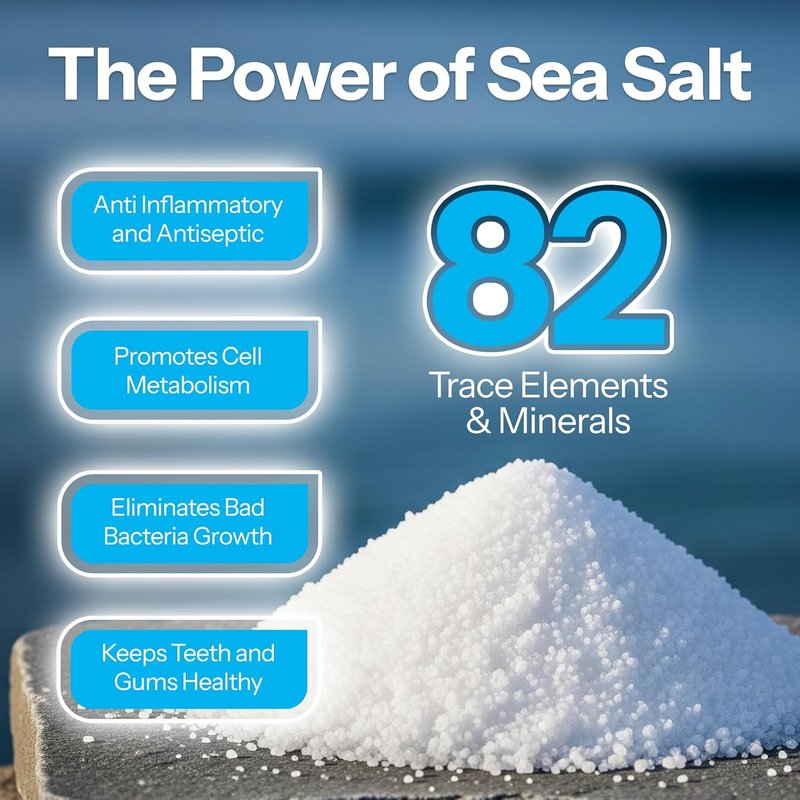 H2Ocean Natural Sea Salt Whitening Mouthwash - Alcohol & Fluoride-Free Oral Care for Tonsil Stones & Gum Health | Lemon Ice, 16 oz (Pack of 2)