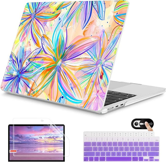 Mektron for 2026 MacBook Air 13-inch M5 Laptop Case A3449 with 13.6-inch Liquid Retina Display Fits 2025 A3240 M4 2024 A3113 M3 2023 A2681 M2 Printed Shell for MacBook Air 13.6", Watercolor FlowerC328
