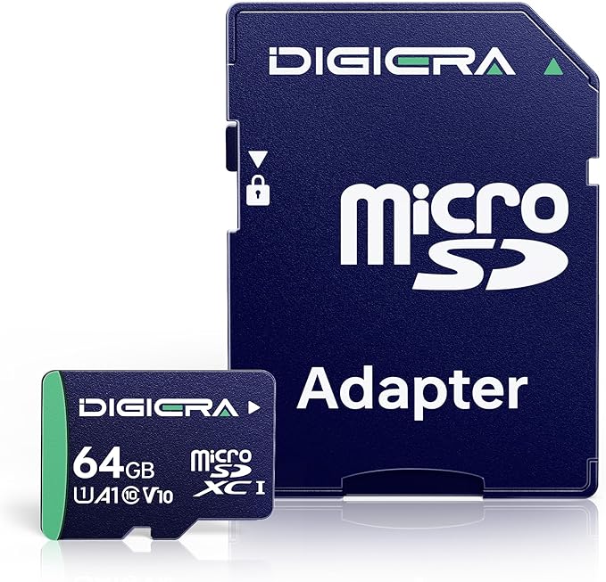 DIGIERA 64GB CT100 microSDXC UHS-I Memory Card with Adapter - up to 100MB/s, C10, U1, V10, Full HD, A1, Micro SD Card for Smartphones, Tablets, Cameras, Gaming Consoles, and Drones (1 Pack)