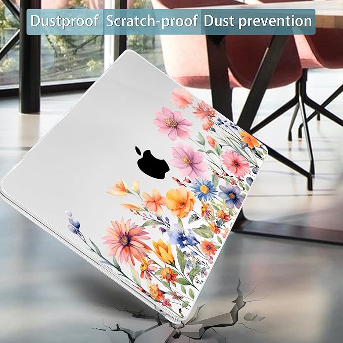 Mektron for 2026 MacBook Air 13-inch M5 Laptop Case A3449 with 13.6-inch Liquid Retina Display Fits 2025 A3240 M4 2024 A3113 M3 2023 A2681 M2 Printed Hard Shell for MacBook Air 13.6", Floral P165
