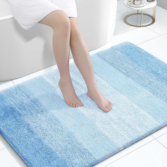 OLANLY Large Bath Rugs - Extra Soft Microfiber Mat 44x32 | Quick Dry & Machine Washable, Sky Blue