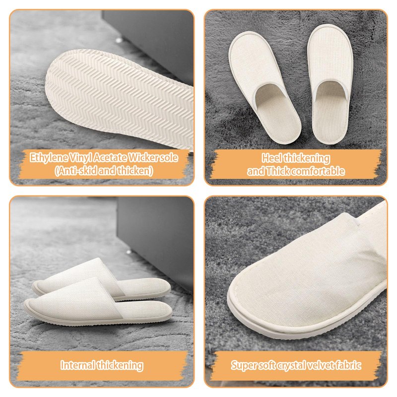 Roucerlin 12 Pairs Non Slip Disposable Slippers for Guest, Reusable Spa Slippers, Closed Toe Guest House for Men Women Home Hotel Bathroom Bedroom Wedding, Yellow