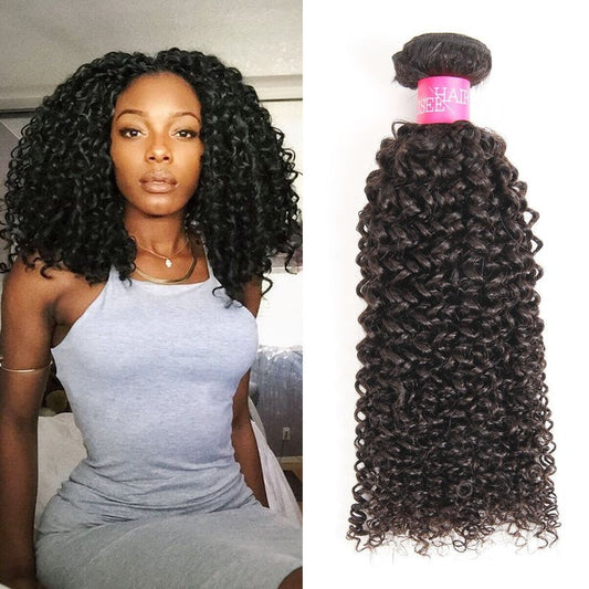 ISEE Hair Virgin Malaysian Deep Curly Jerry Curly Human Hair One Bundles,100% Unprocessed Human Hair Extensions Natural Black Can Be Dyed (14'')