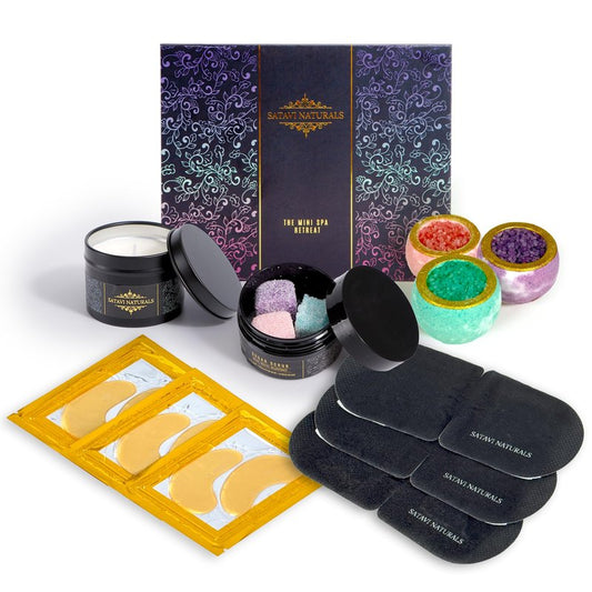 Spa Gift Set for Women – The Mini Spa Retreat | Bath Bombs, Sugar Scrub, Candle, 24K Gold Eye Masks & Steam Eye Mask | Self Care & Relaxation Gift Box for Stress Relief at Home
