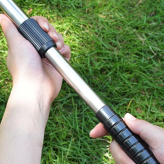 Adjustable Collapsible Garden Leaf Rake Aluminum Alloy Lawn Yard Rake for Leaf Cleaning Flower Bed and Outdoor Gardening (15 Teeth 81â160cm Length 18.5â55.5cm Width)