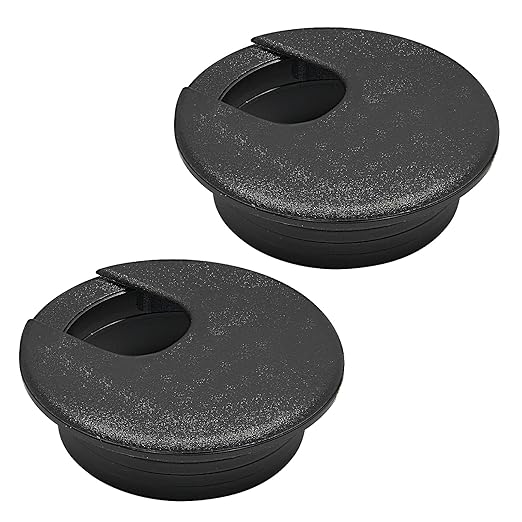 BOPOREAE Desk Grommet 1-1/2" (38 mm), Desk Cord Hole Cover, Cable Grommet ABS Plastic, Desk Hole Grommet for Office and Home Table Cable, Detachable Cable Cord Organizer (Black 2 Pcs)