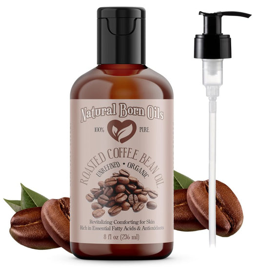 Natural Born Oils Roasted Coffee Bean Oil, 8oz, Organic, Cold-Pressed, Vitamin-Rich, Skin Radiance Enhancer, Hair Conditioner
