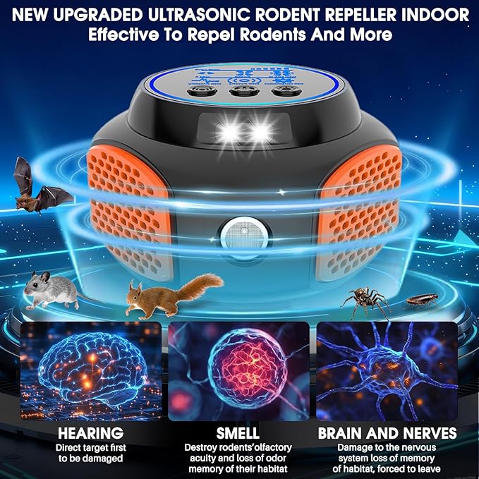 2026 360Â°Ultrasonic Mouse Repellent Plug in Indoor Pest Control for Rodent Mice Rat Squirrel Bat Roach Spider Ant Bug,Electronic Repellent Device Mouse Traps for Basement House Kitchen Garage(2pack)