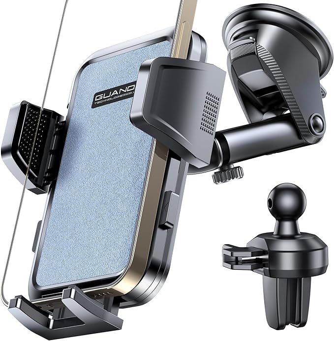 2026 Ultimate Car Phone Holder Mount (+Air Vent Clip) [Military Grade Stable], 360° Rotatable Suction Cup Car Phone Mount for Dashboard Windshield ,Truck Cradle Stand for iPhone 17 16 Pro Max Samsung