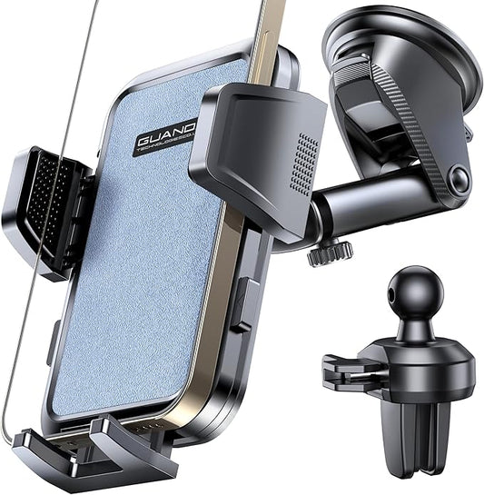 2026 Ultimate Car Phone Holder Mount (+Air Vent Clip) [Military Grade Stable], 360° Rotatable Suction Cup Car Phone Mount for Dashboard Windshield ,Truck Cradle Stand for iPhone 17 16 Pro Max Samsung