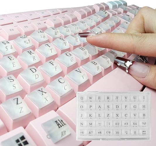 Ivaso 80 Pcs Keyboard Sticker for Long Nails Typing and Gaming, Symbolic and Alphanumeric Sticky Silicone Keys for Keyboards and Laptop (Translucent)