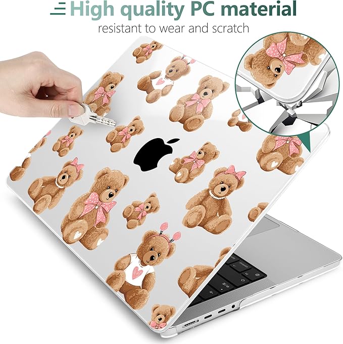 DONGKE Compatible with MacBook Pro 16 Inch Case (2026-2021 Release, M5 M4 M3 M2 M1 Pro/Max Chip), Plastic Hard Shell Cover with Keyboard Cover & Screen Protector for MacBook Pro 16", Cartoon Bears