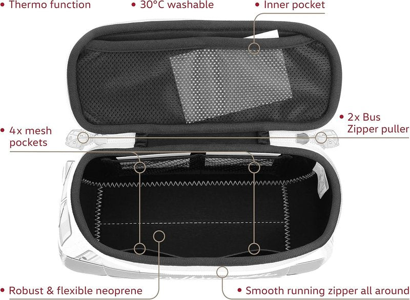 Volkswagen Neoprene Makeup Bag - Universal Travel Pouch for T1 Campervan Bus | Floral Design, Small Size