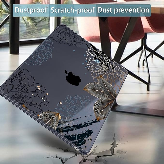 Mektron for 2026 MacBook Air 13-inch M5 Laptop Case A3449 with 13.6-inch Liquid Retina Display Fits 2025 A3240 M4 2024 A3113 M3 2023 A2681 M2 Printed Shell for MacBook Air 13.6", Line Chrysanthemums