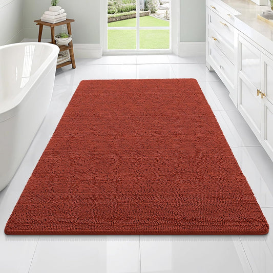 OLANLY Large Bathroom Rugs - Soft Absorbent Chenille Bath Mats | Quick Dry, Machine Washable, Rustic Terracotta 70x46
