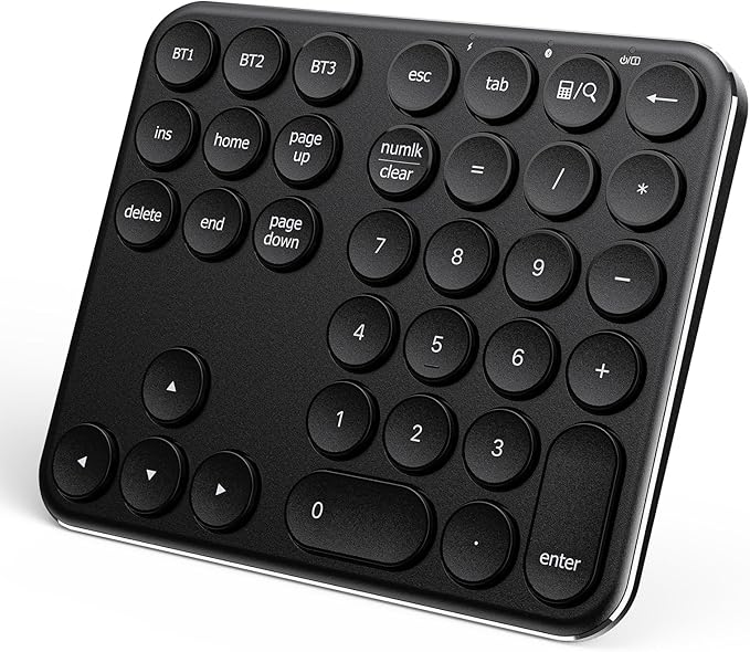 iClever Bluetooth Number Pad, Multi-Device Wireless Numeric Keypad, USB-C Rechargeable, 35 Keys Portable Numpad for Data Entry, Financial Accounting, Compatible with Laptop, Mac, iMac, Tablet, PC