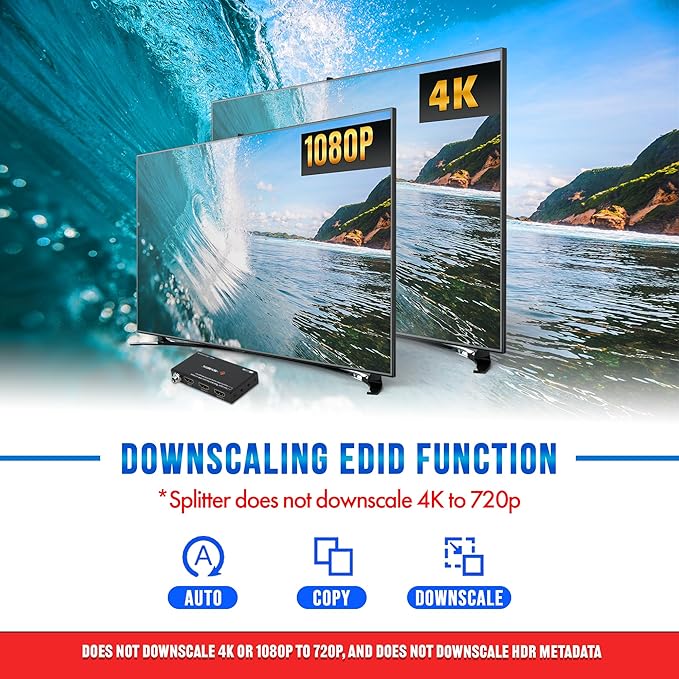 J-Tech Digital HDMI Splitter 1 in 2 Out 4K 60Hz 18Gbps – 1x2 HDMI 2.0 Hub for Multiple Monitors Duplicate/Mirror Screen, Premium Ultra HD [JTD4KSP0102]