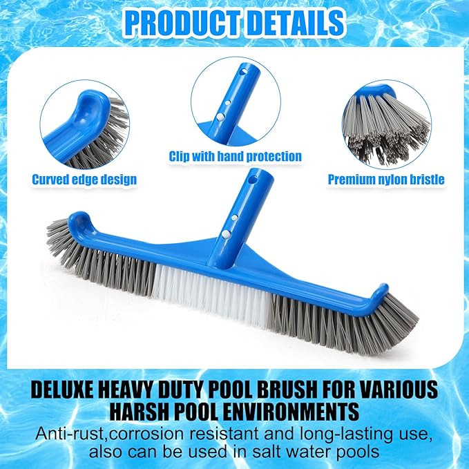 Pool Vacuum Kit Swimming Pool Vacuum Head with 1-1/2" x 30 ft Hoses Flexible Head with Wheels and 14 '' Cleaning Brush for Inground Swimming Supplies (Classic)