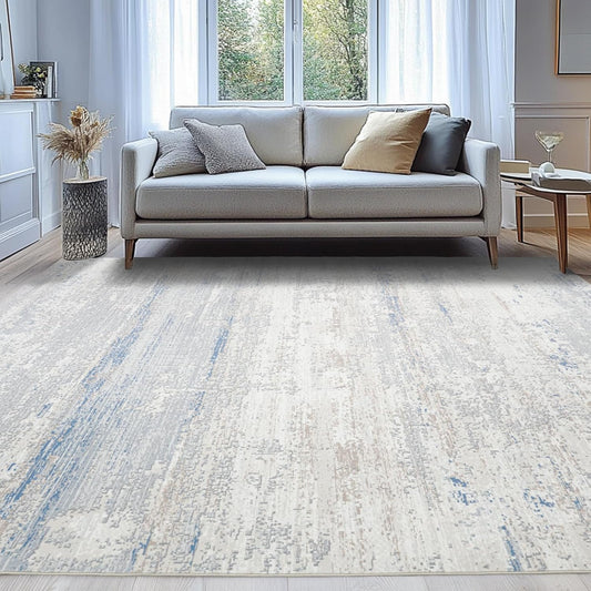 Skiennix Washable Area Rug - Modern Abstract Design, 8x10 Size, Soft Low Pile with Non-Slip Backing