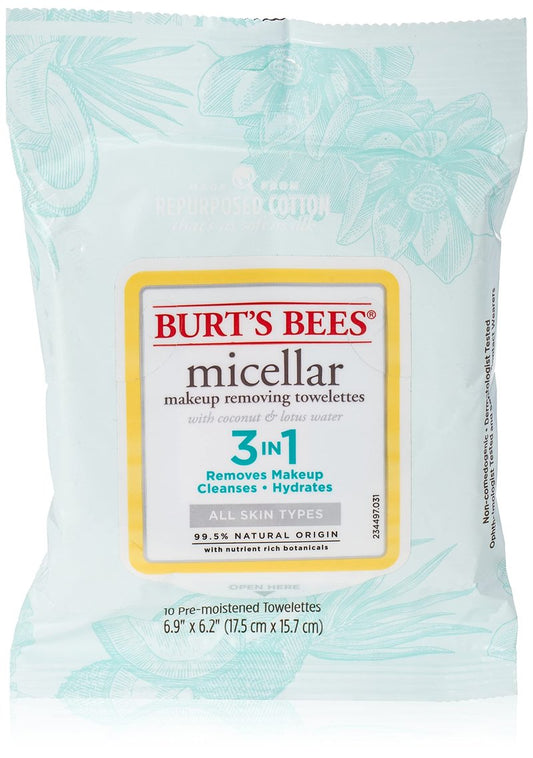 Burt's Bees Micellar Makeup Removing Towelettes - Coconut and Lotus Water 10 Pc, 10 Count